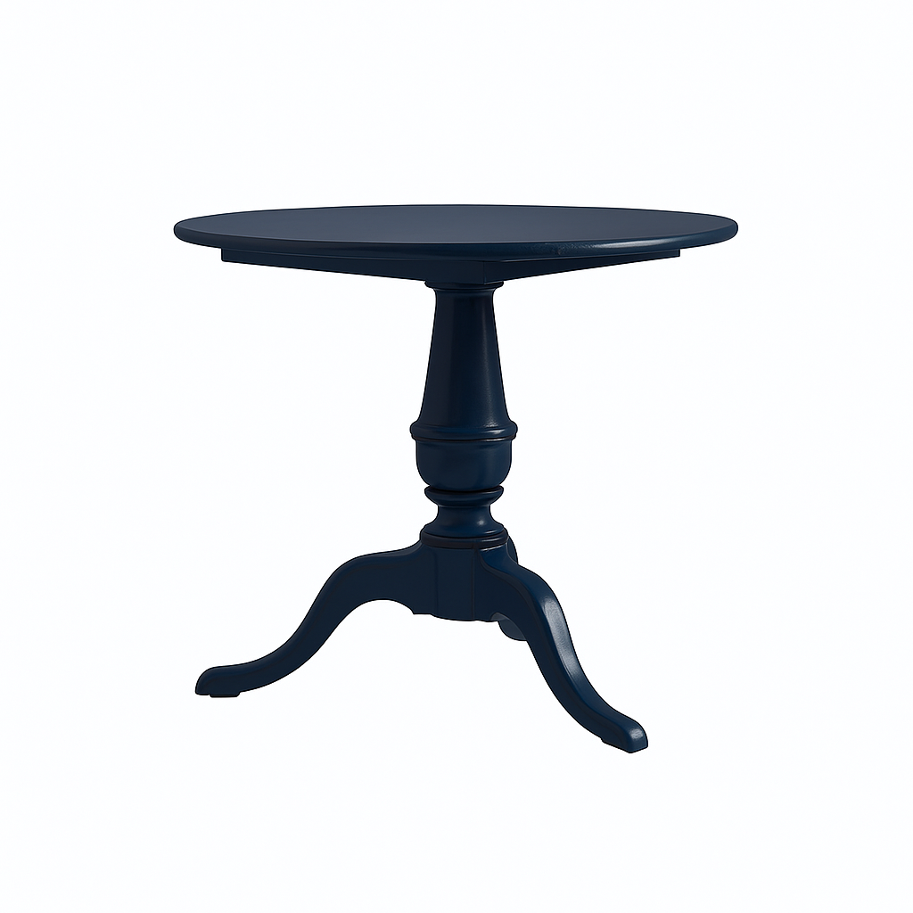 Azure Charm Round End Table – Vintage Blue Pedestal Side Table