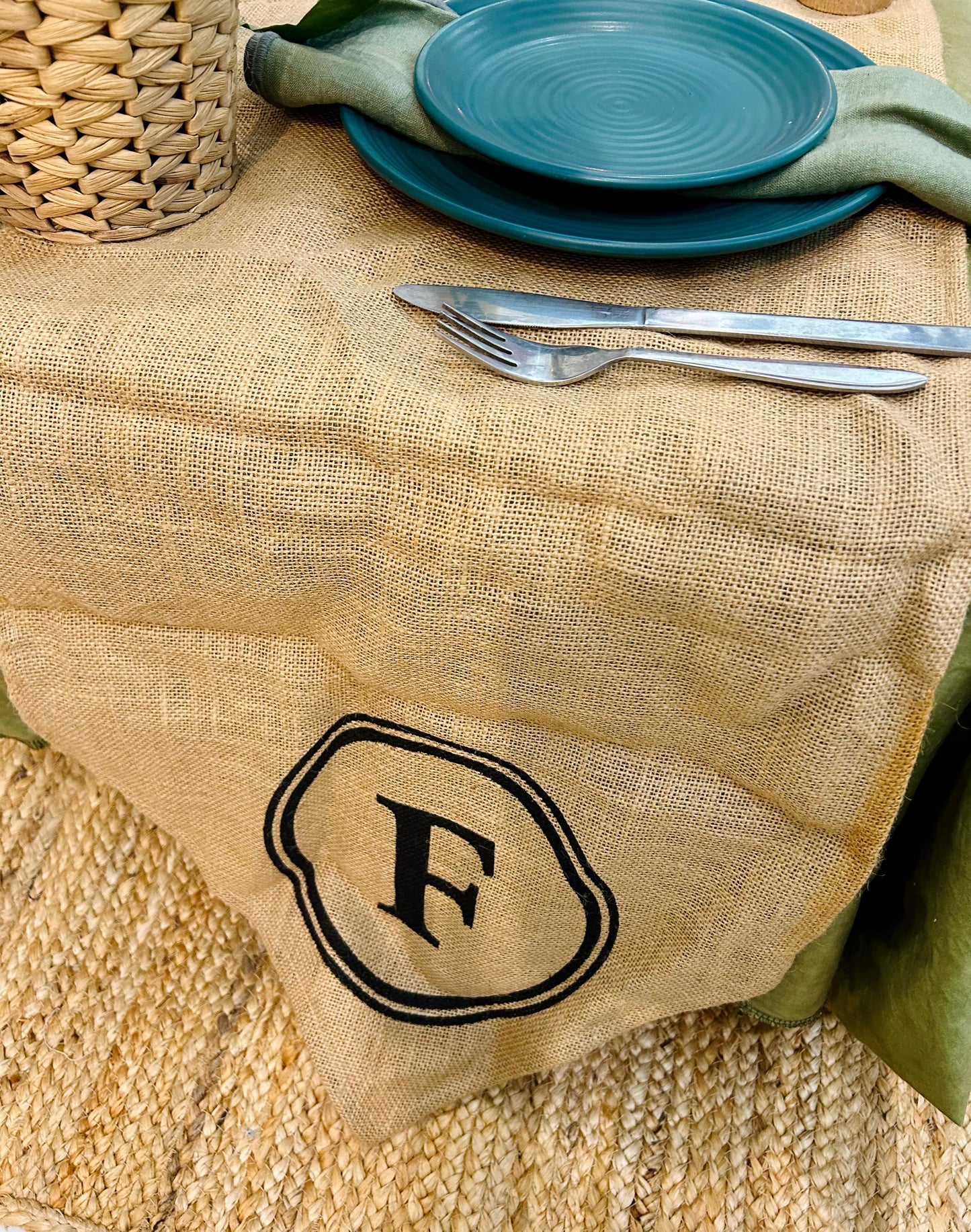 Handwoven Jute Table Runner – Natural Textured Dining Décor | Flashback