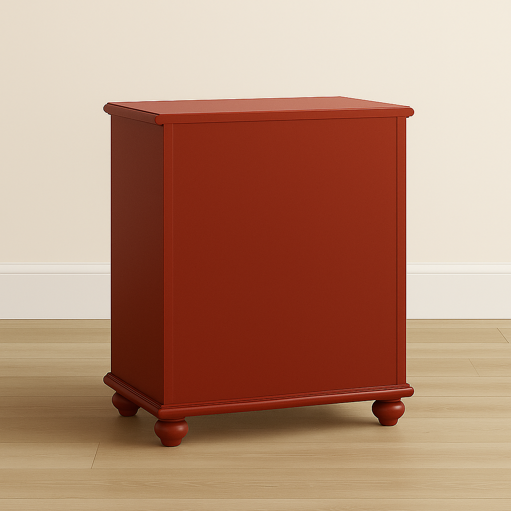 Mathilda Chest of Drawers – Classic Red Wood Dresser with Brass Pulls