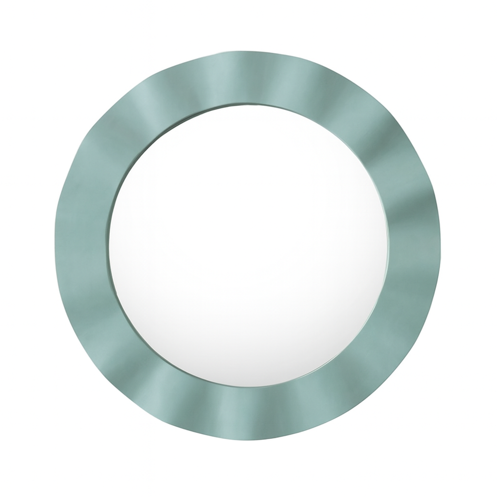 Scalloped Round Wooden Mirror with sculpted wooden frame – Countryside Collection by Flashback.