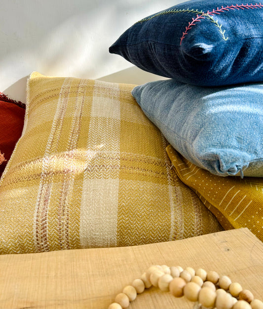Sunset Glow Cotton Checkered Cushion Cover | Flashback Home Décor
