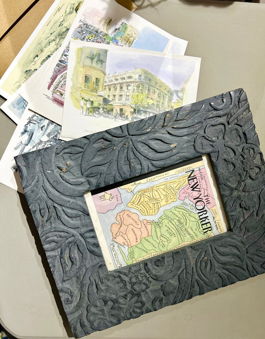 Hand-Carved Wooden Photo Frame – Vintage Countryside Décor | Flashback