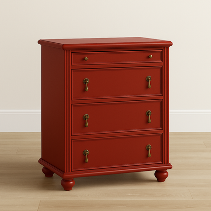Mathilda Chest of Drawers – Classic Red Wood Dresser with Brass Pulls
