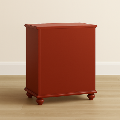 Mathilda Chest of Drawers – Classic Red Wood Dresser with Brass Pulls
