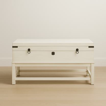 Sophie Coffee Table with Storage – Vintage White Trunk Table