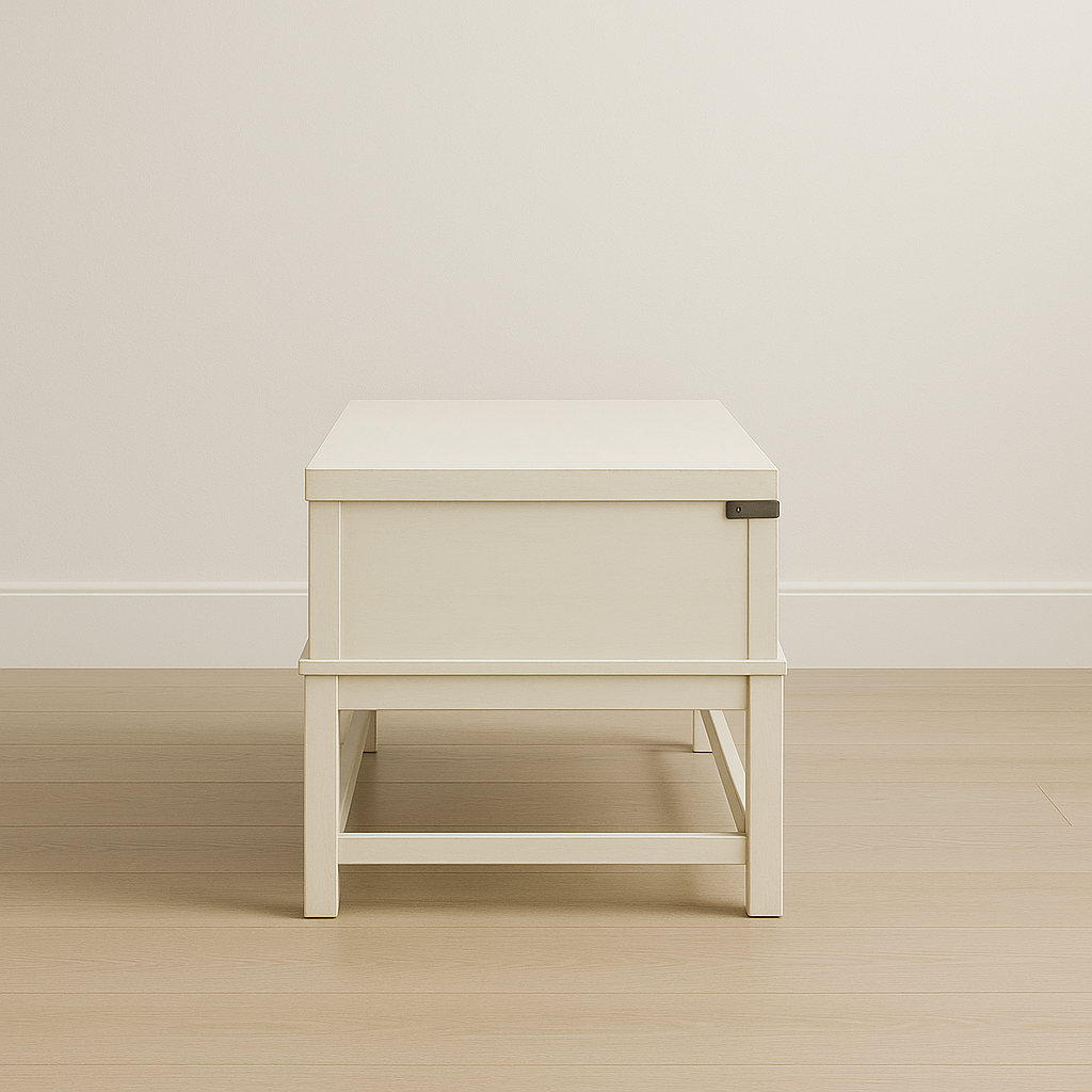 Sophie Coffee Table with Storage – Vintage White Trunk Table